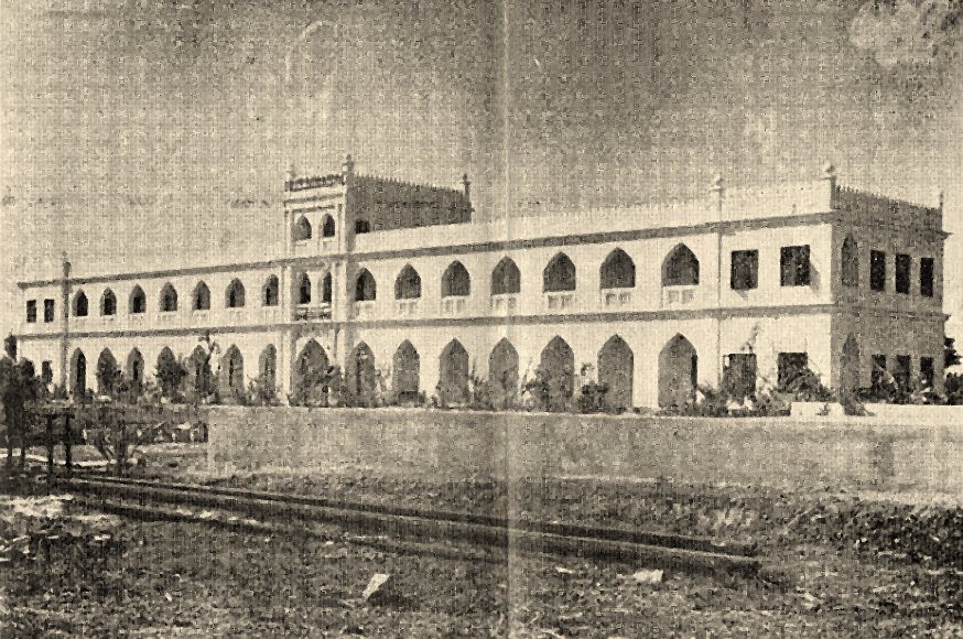 An early photograph of the Husainy Yateemkhana building at Husainabad, Madras