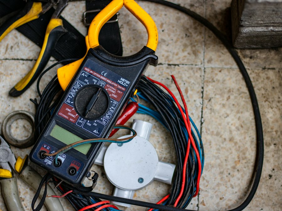 Clamp meter, pliers and wiring