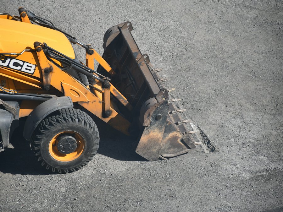 A JCB backhoe loader